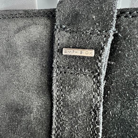 Geox Respira Women's 7 Triple Black Suede Pull-On Round Toe Riding Boots - Picture 11 of 13